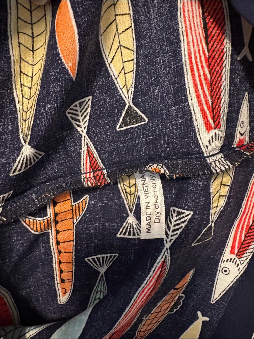Androgynous Fox the Upstreamer fish navy button up short sleeve shirt s small - Picture 6 of 6